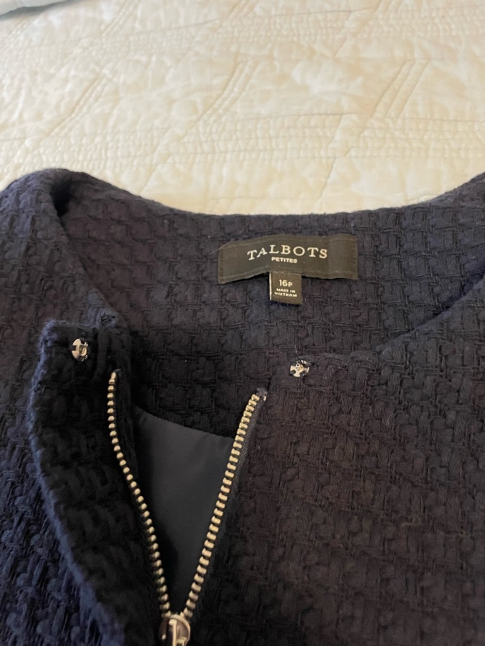 Talbots Navy Textured Open-Front Jacket - Picture 2 of 4